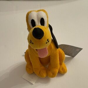 Disney Pluto Stuffed Plush Dog Gold Black Green Collar NWT S 6 Inch Doll